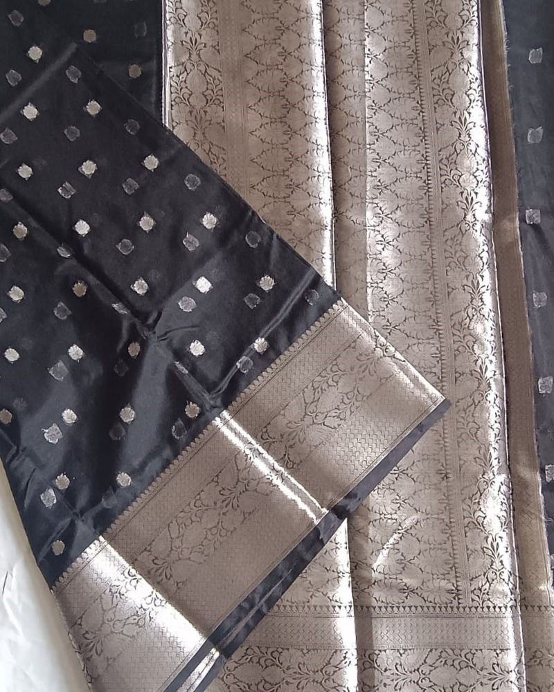 Black & Silver Banarasi Semi Organza