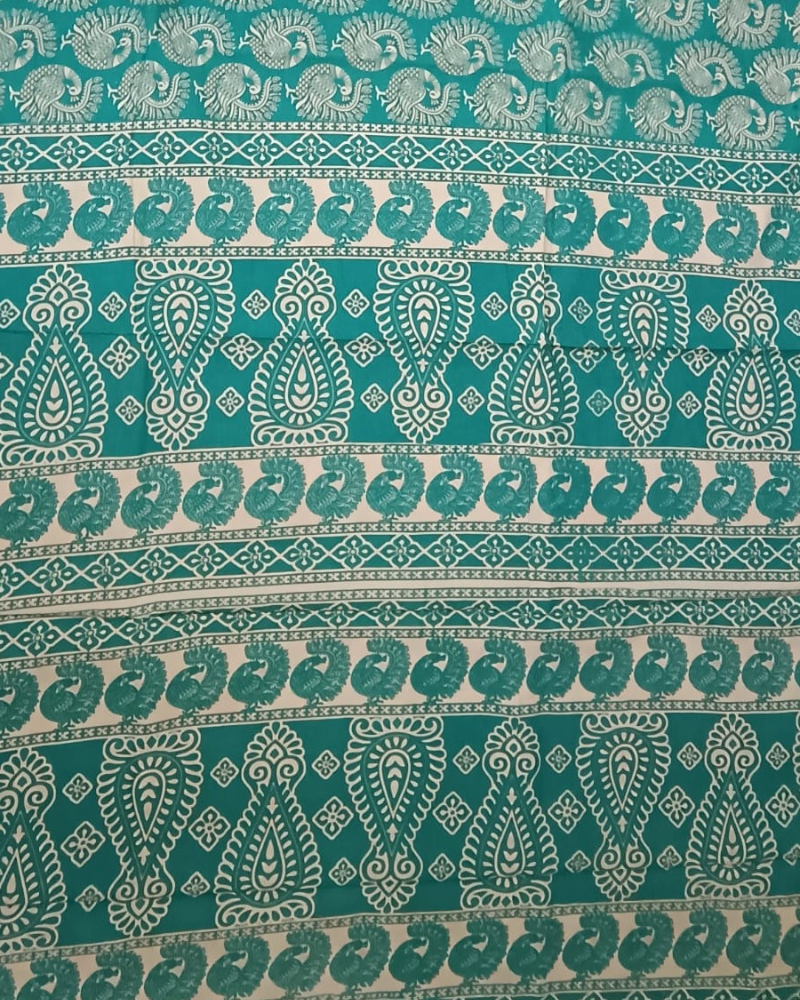 Blue Mangalgiri Cotton Block Print Saree