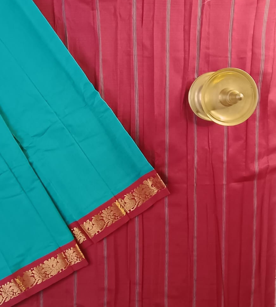 Blue Gadwal Handloom Cotton Saree