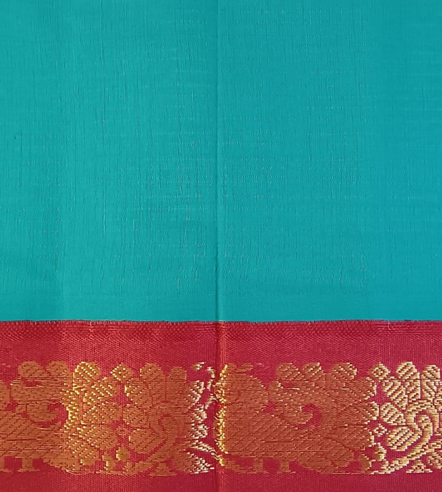 Blue Gadwal Handloom Cotton Saree