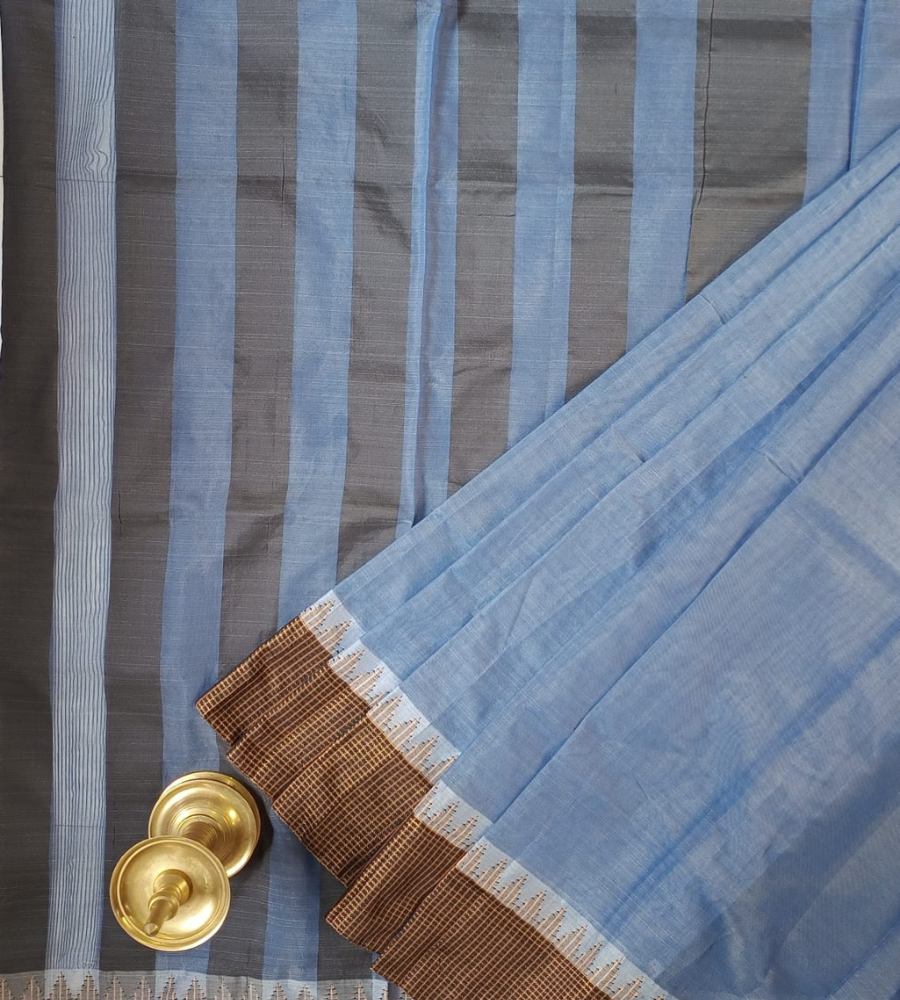 Blue Gadwal cotton Fancy Border saree