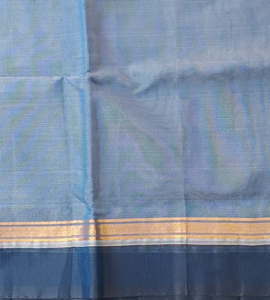 Blue Gadwal cotton Fancy Border saree