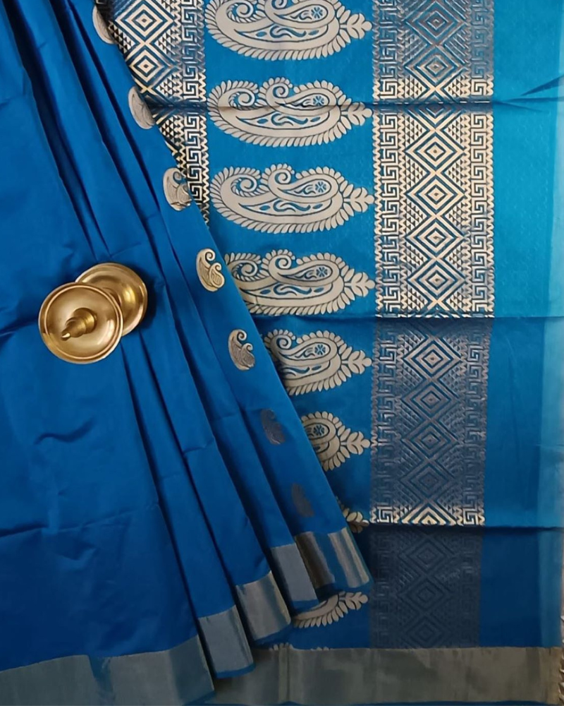 Blue Elampilai Sico saree with big Butta