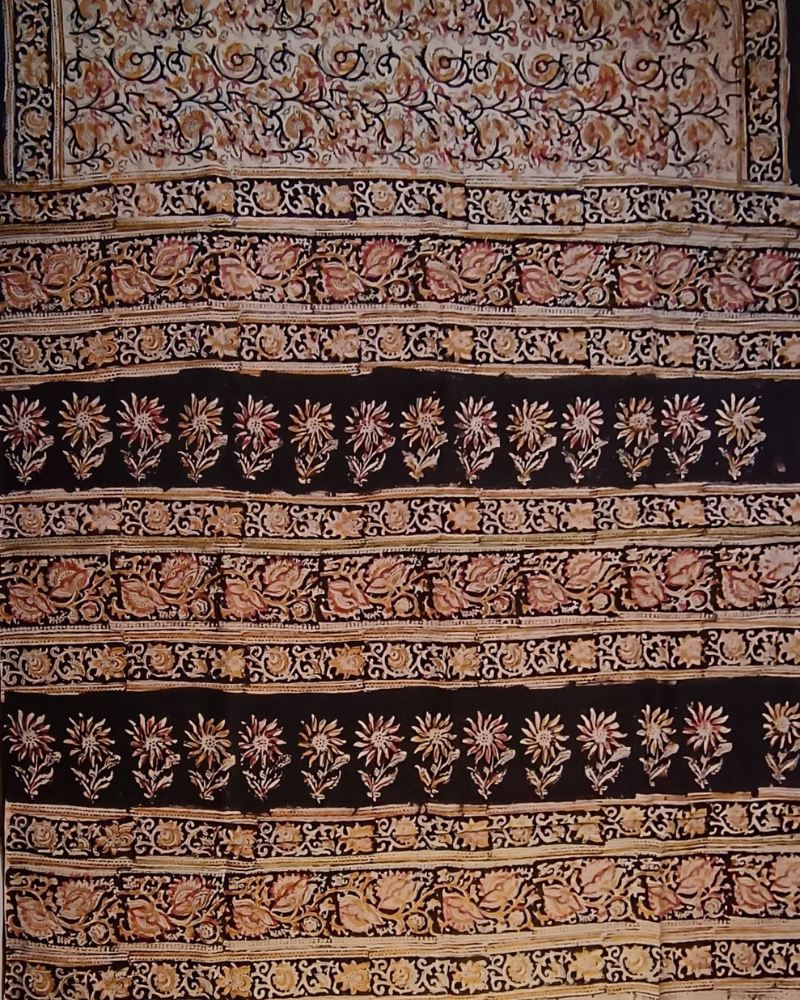 Brown Chennur Silk Block Print saree