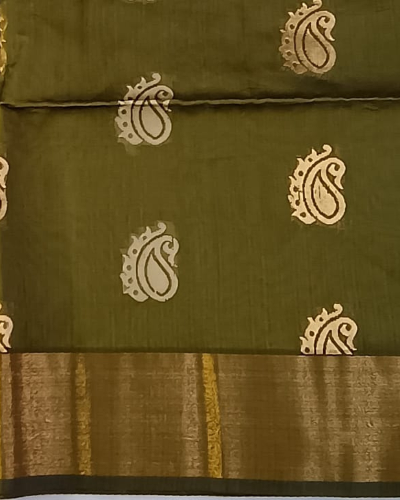 Green Ellampilai Sico saree with big Butta