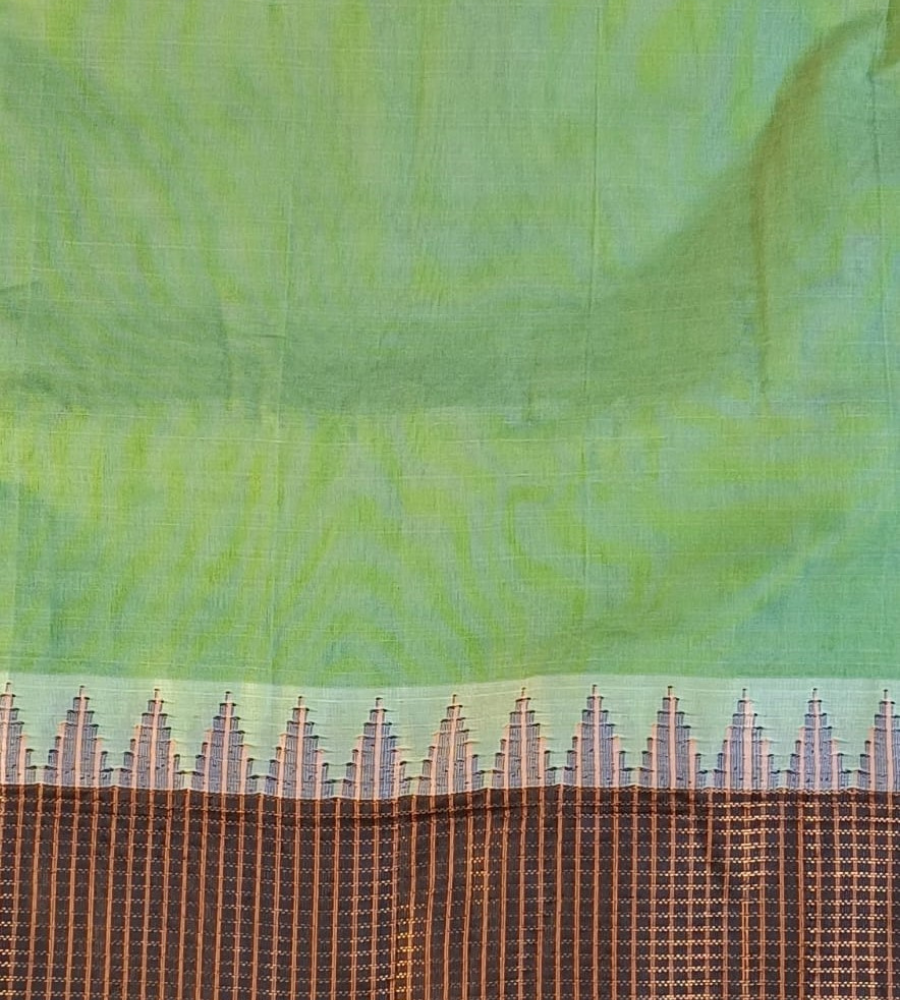 Green Gadwal cotton Fancy Border saree