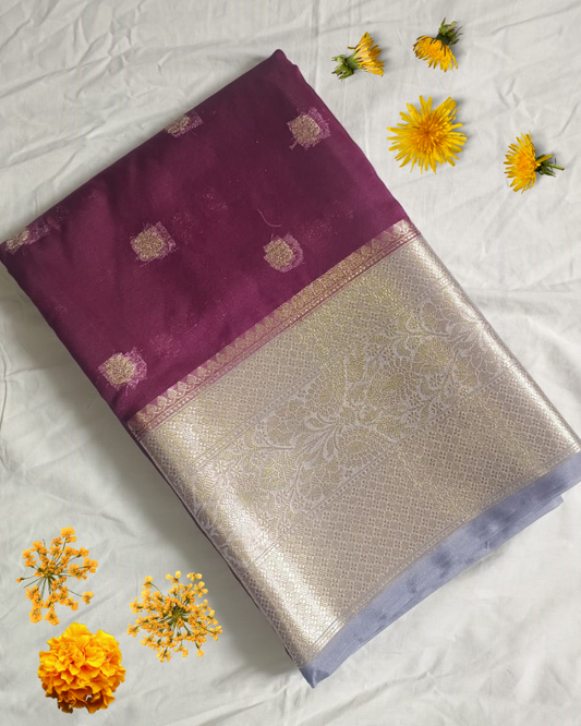 Megenta Banarasi Semi Organza