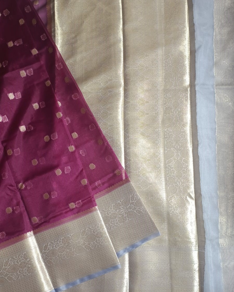 Megenta Banarasi Semi Organza