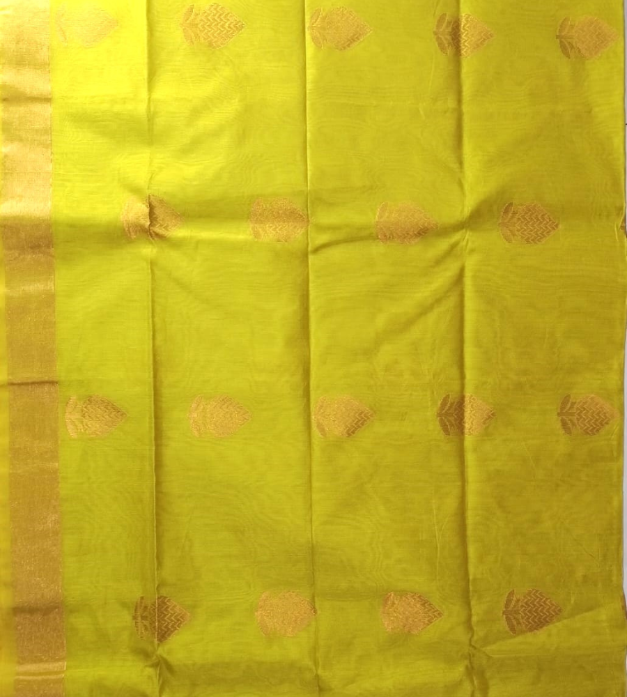 Mustard Green Ellampilai Handloom Sico saree