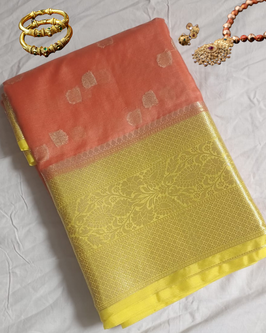 Orange Banarasi Semi Organza