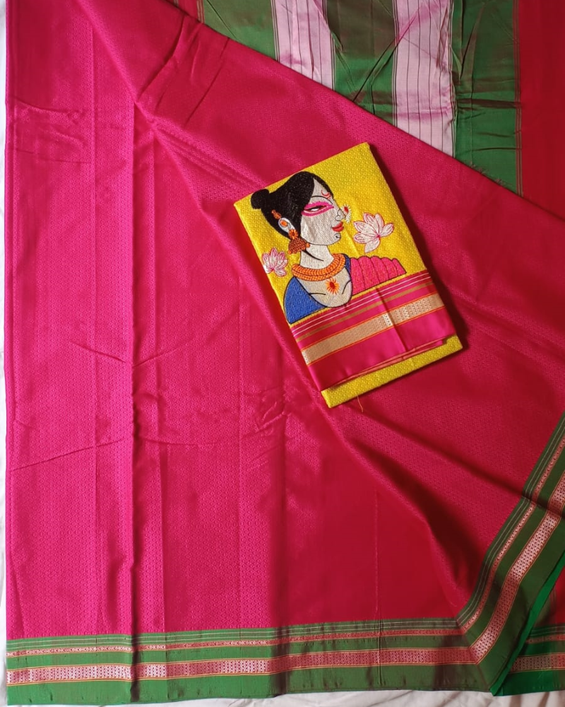 Pink Ilkal Khun Saree