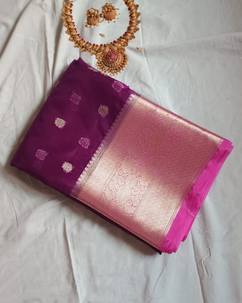 Purple Banarasi Semi Organza