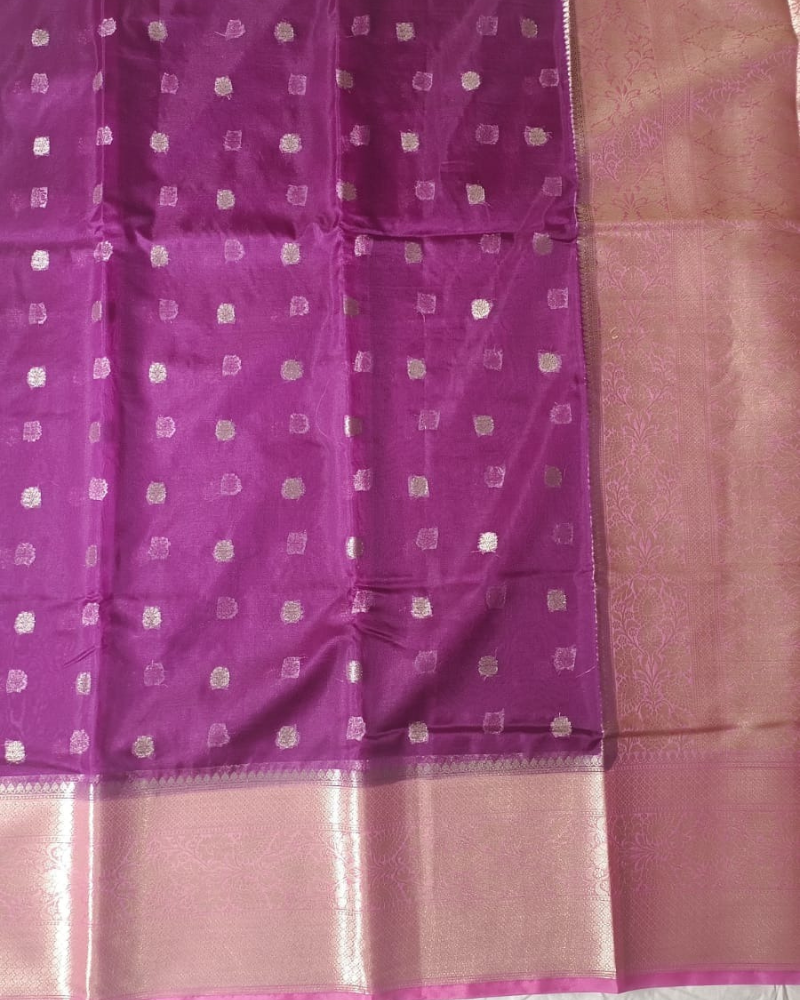 Purple Banarasi Semi Organza