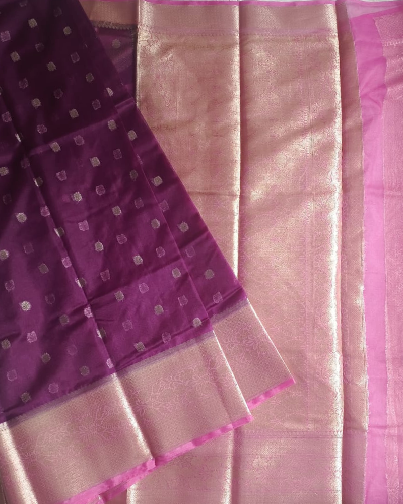 Purple Banarasi Semi Organza